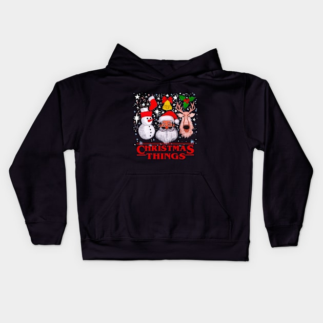 Christmas Things funny and cute Kids Hoodie by CartWord Design